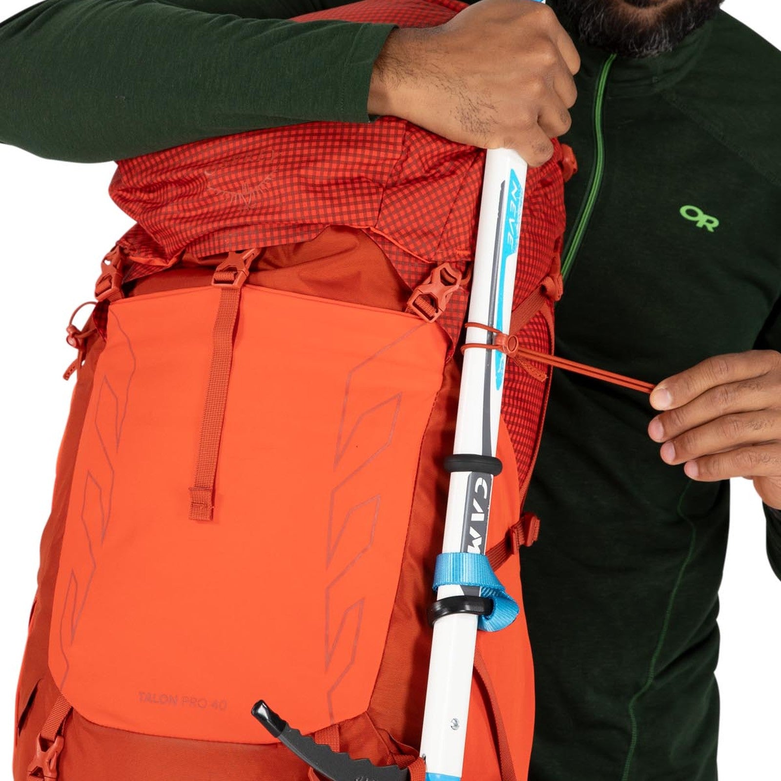 Osprey Talon Pro 40 Hiking Backpack 40L in Mars Orange — detail view