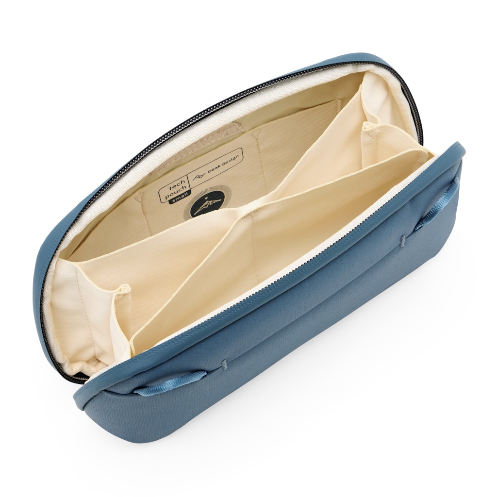 Peak Design Small Tech Pouch in Ocean — interior view # color_Ocean