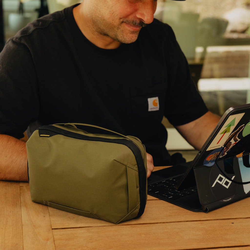 Peak Design Tech Pouch in Kelp — lifestyle 2