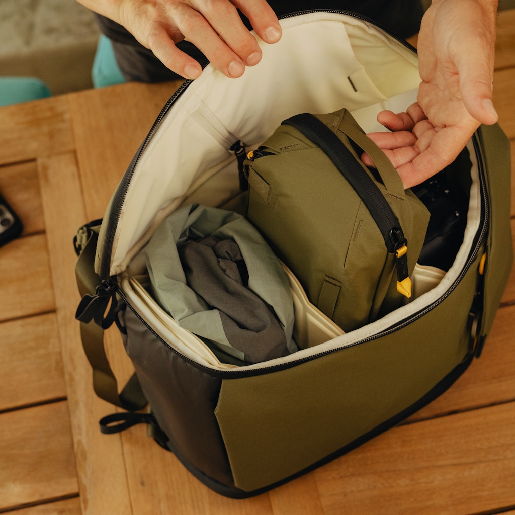 Peak Design Tech Pouch in Kelp — lifestyle 3