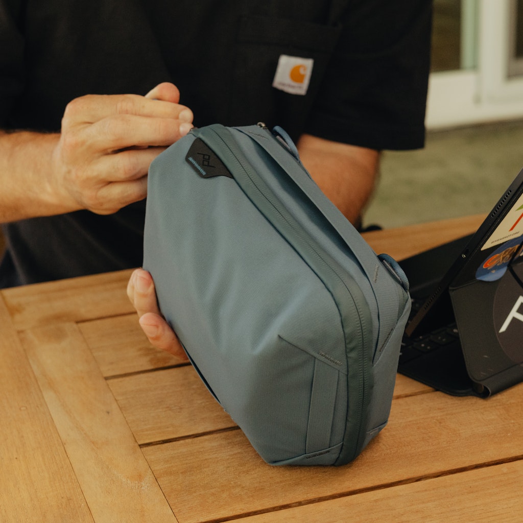 Peak Design Tech Pouch in Ocean — lifestyle 2