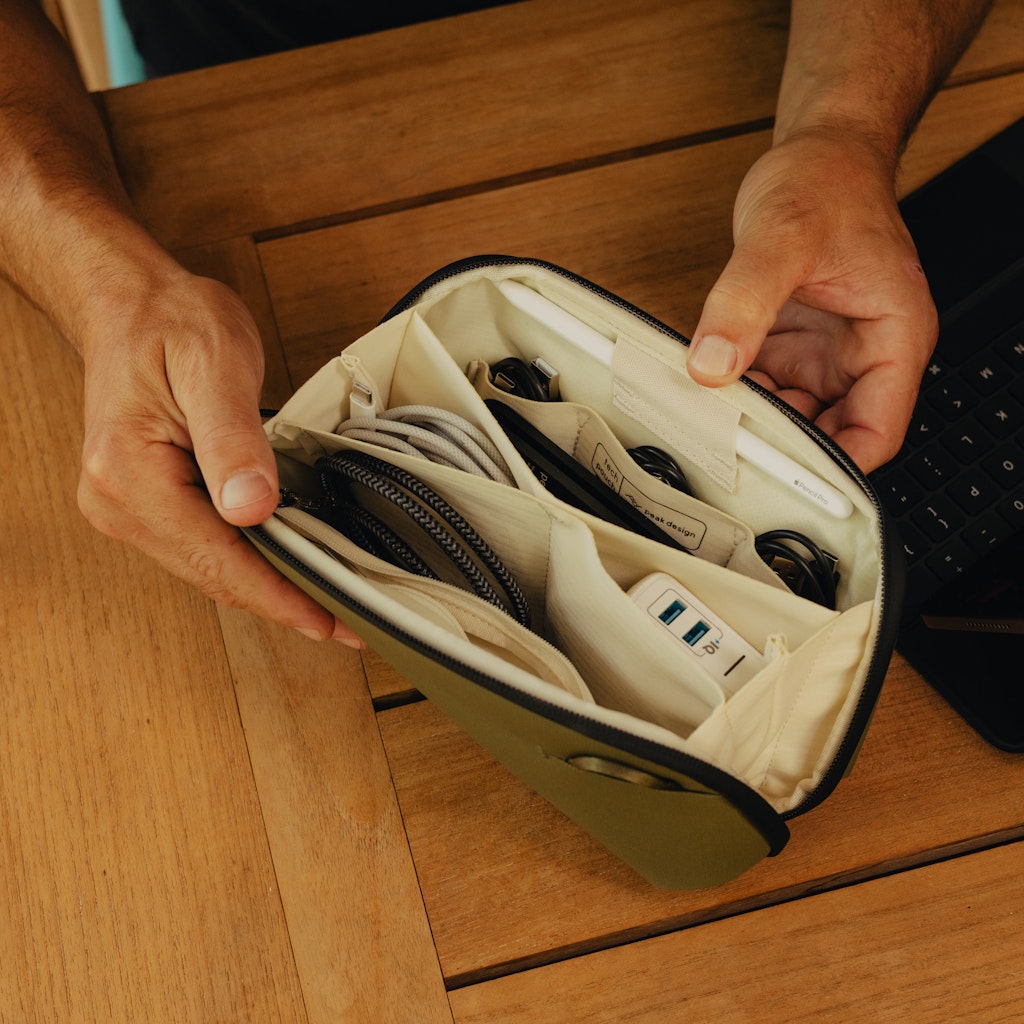 Peak Design Small Tech Pouch in Kelp — lifestyle # color_Kelp