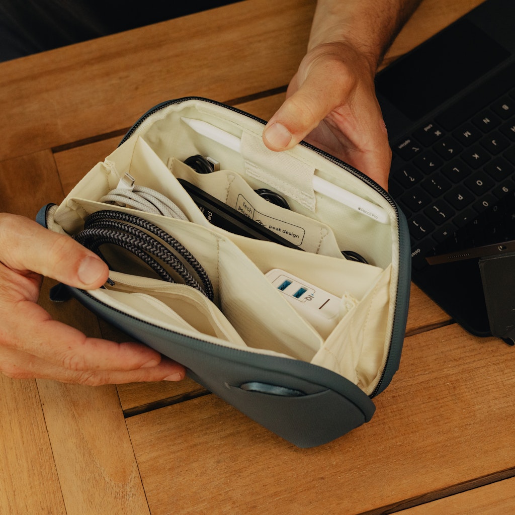 Peak Design Small Tech Pouch in Ocean — lifestyle # color_Ocean
