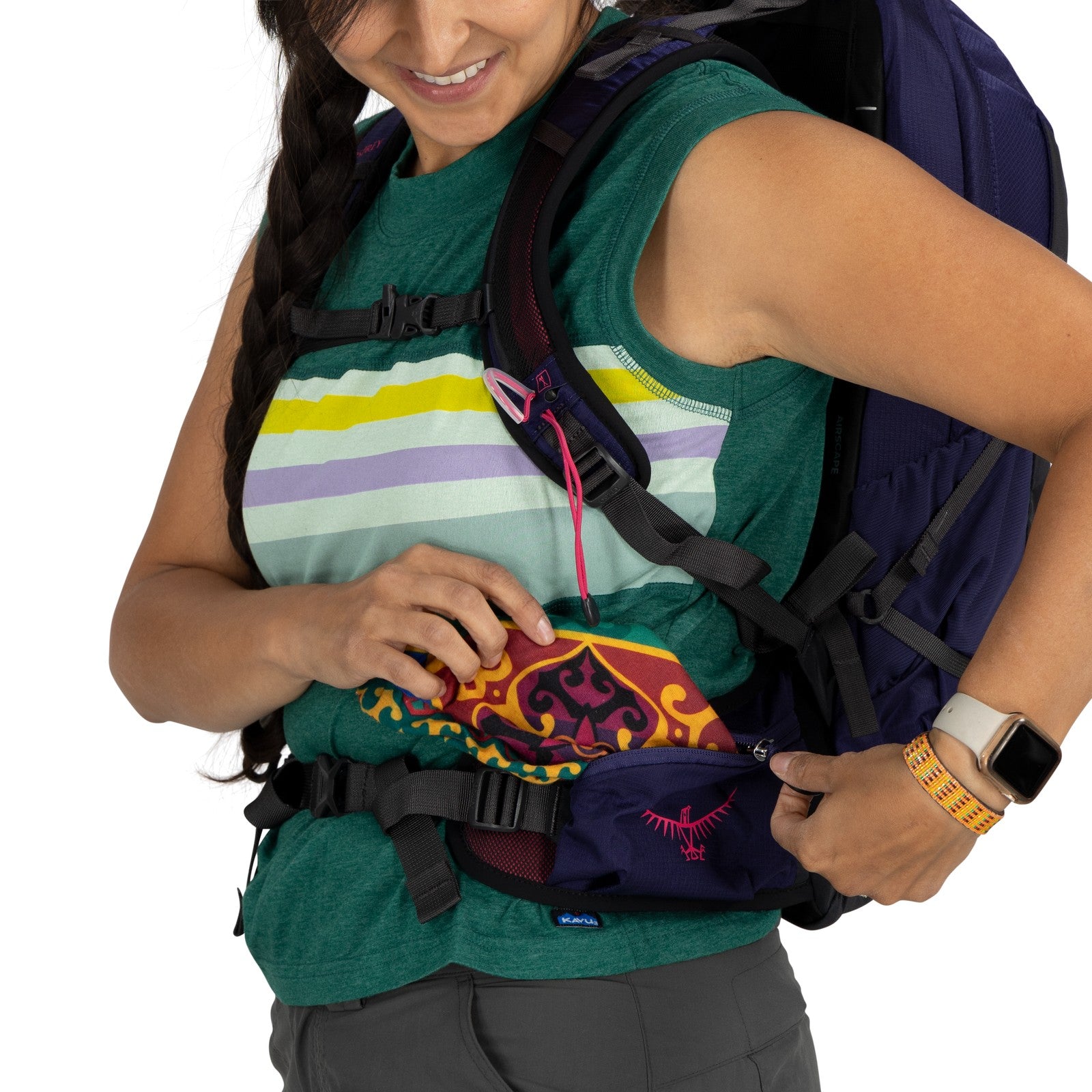 Osprey Tempest 11 Hiking Backpack 11L in Deep Fig/Hotspot Pink — detail view 2