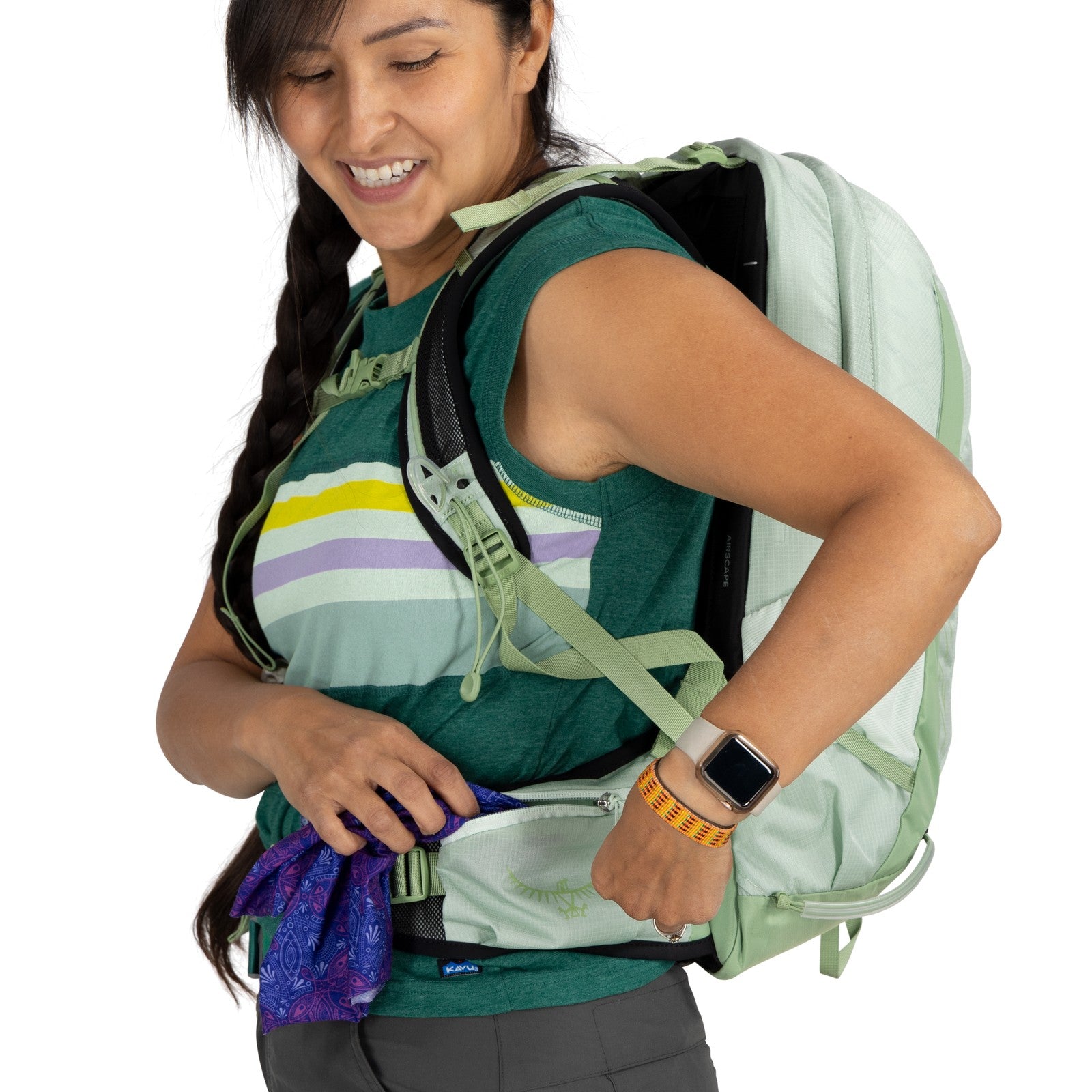 Osprey Tempest 11 Hiking Backpack 11L in Frosty Mint Green/Botanica — detail view 2