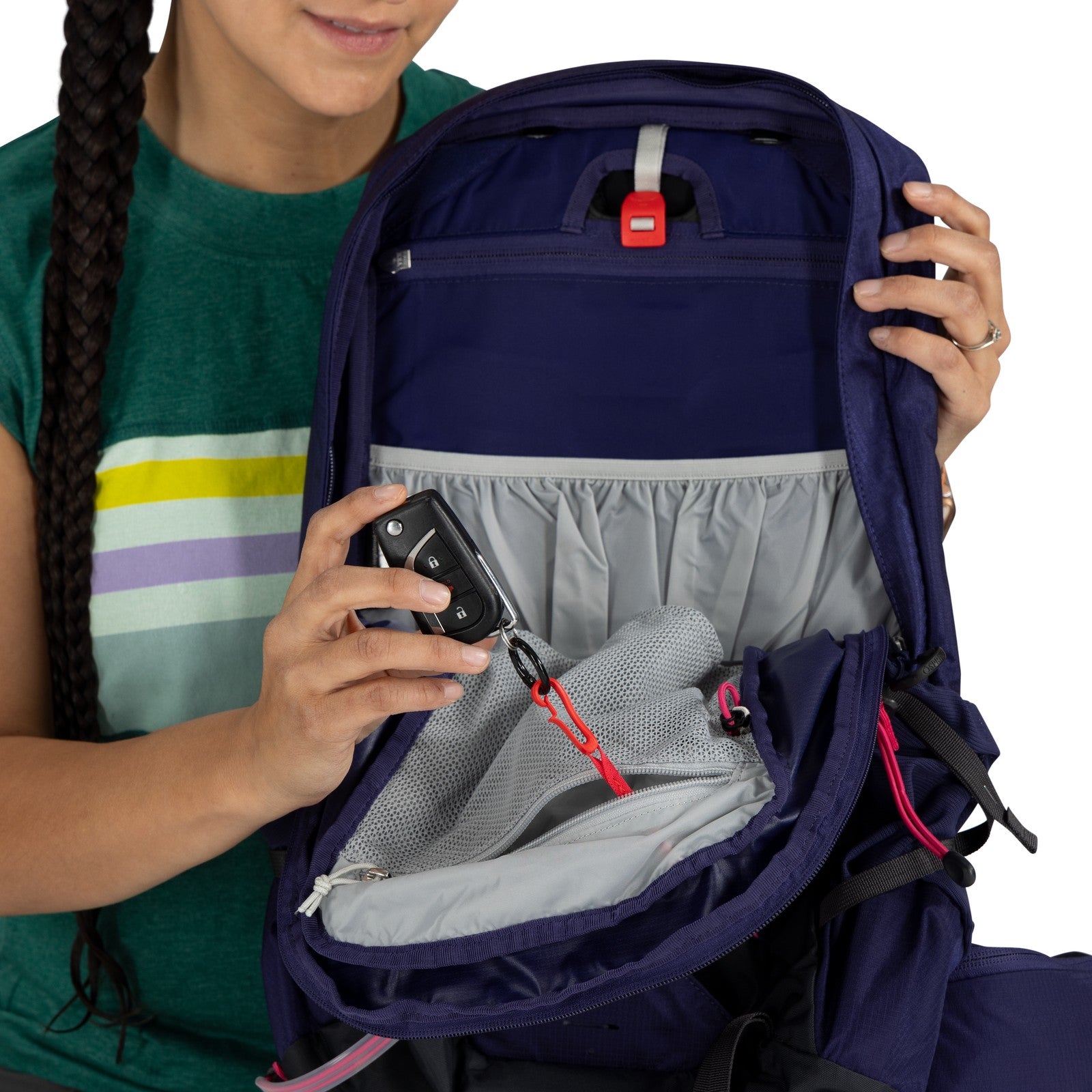 Osprey Tempest 11 Hiking Backpack 11L in Deep Fig/Hotspot Pink — detail view 3
