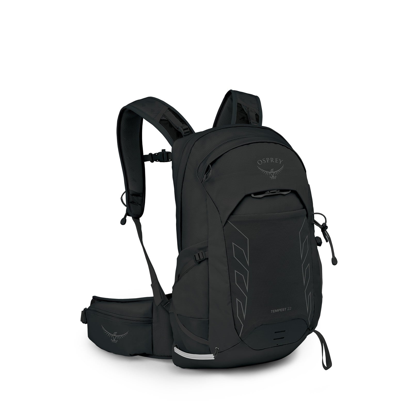 Osprey Tempest 22 Extended Fit Hiking Backpack 22L in Black/Coal Grey — front view