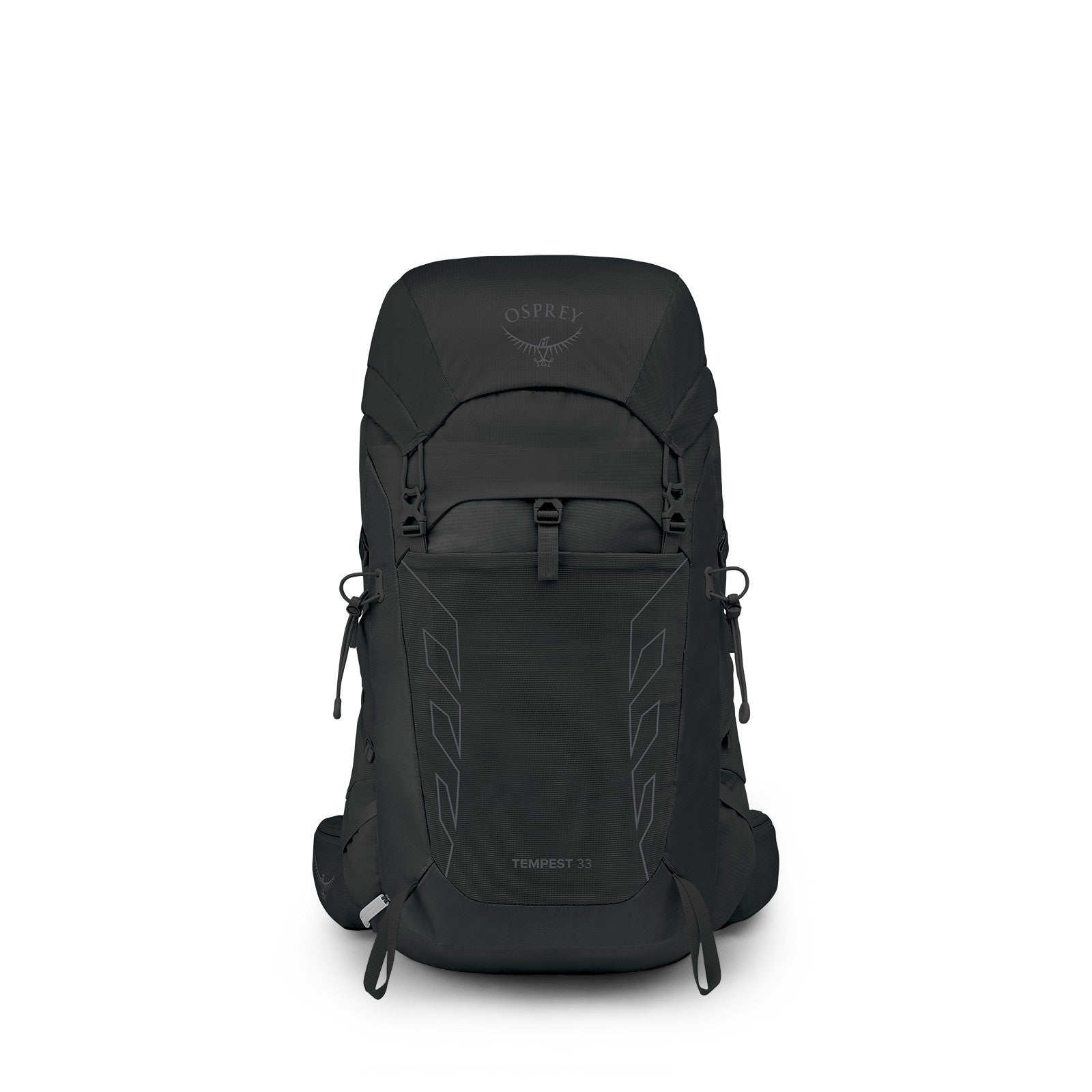 Osprey Tempest 33 Hiking Backpack 33L in Black/Coal Grey — front view