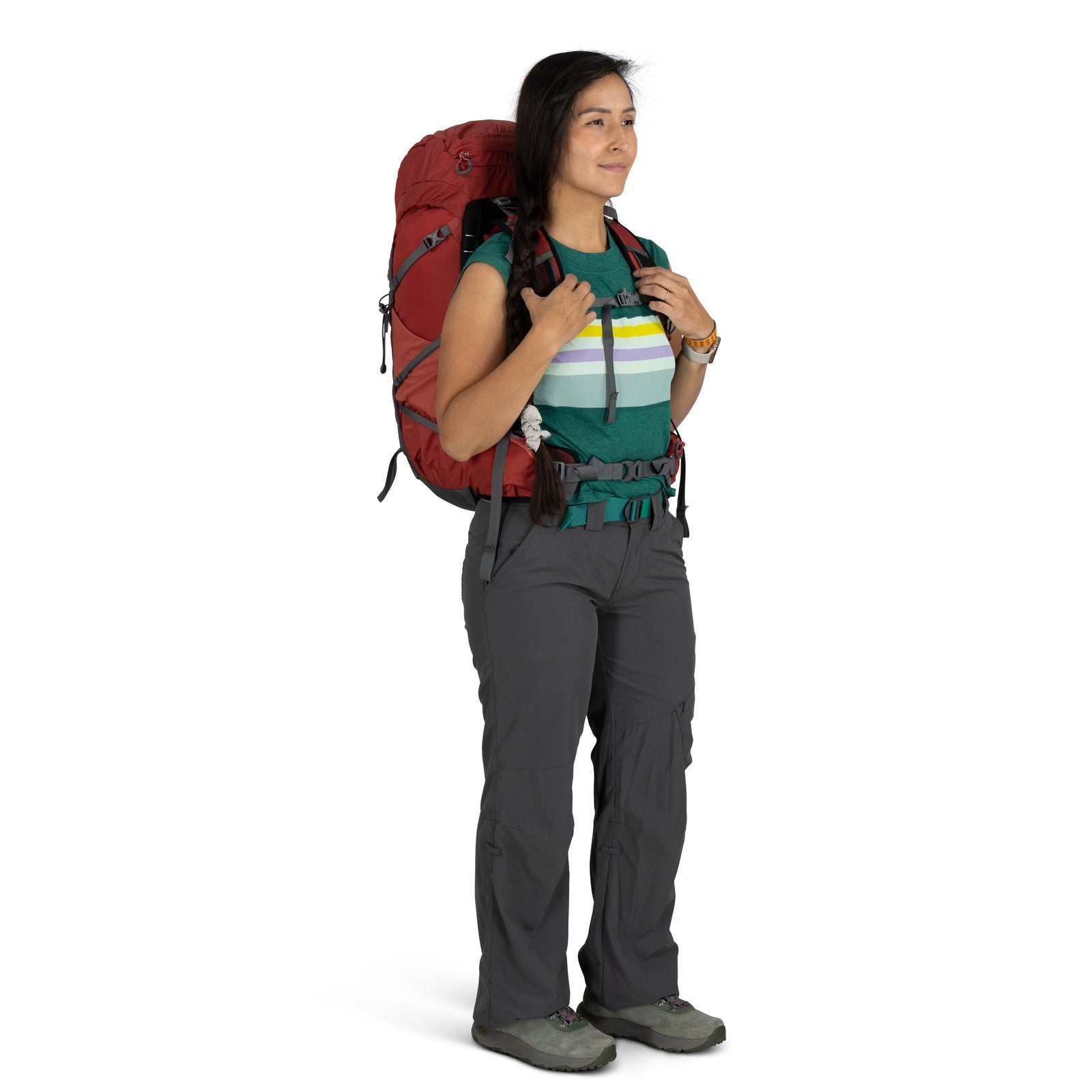 Osprey Tempest 33 Hiking Backpack 33L in Red Pampas/Coal Grey — lifestyle