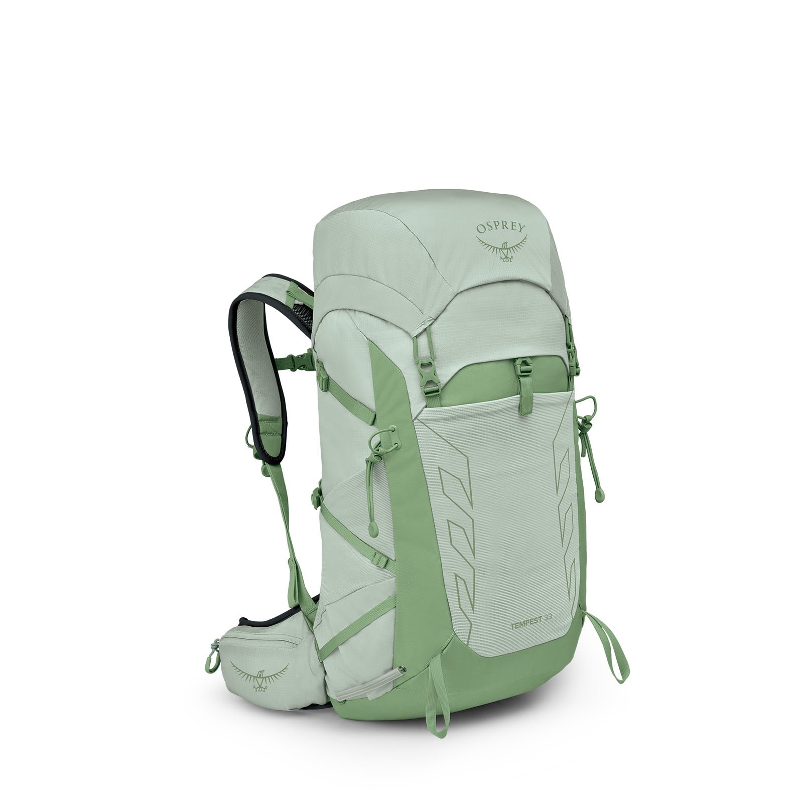 Osprey Tempest 33 Hiking Backpack 33L in Frosty Mint Green/Botanica — angle view 2