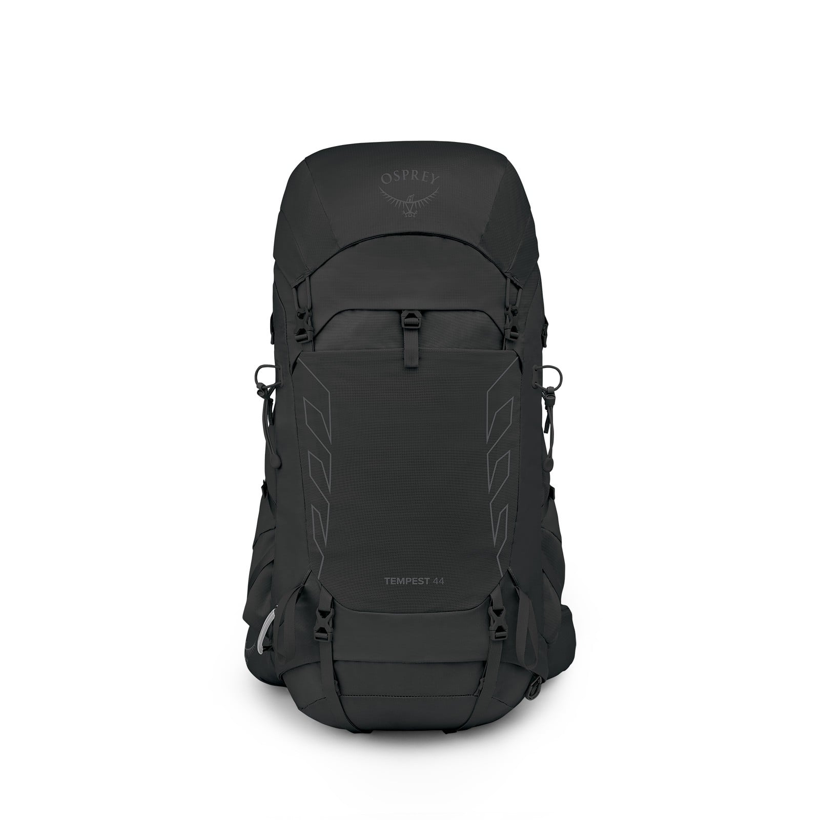 Osprey Tempest 44 Women's Hiking Backpack 44L in Black/Coal Grey — front view