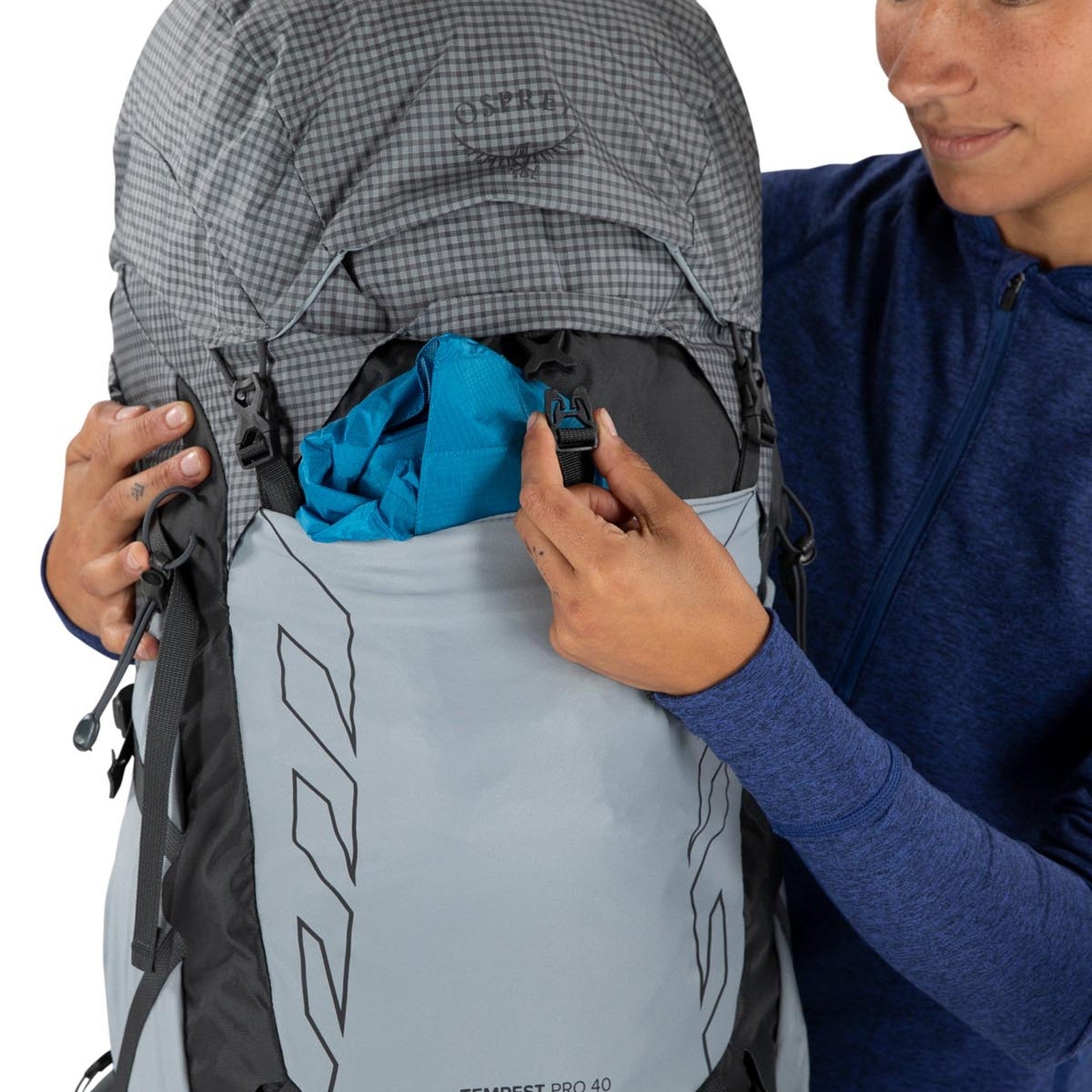 Osprey Tempest Pro 40 Women's Hiking Backpack 40L in Silver Lining — detail view 2