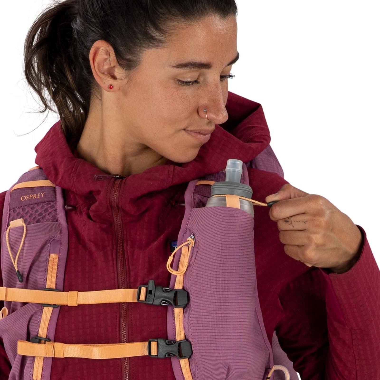 Osprey Tempest Velocity 20 Hiking Backpack 20L in Pashmina Melon — detail view