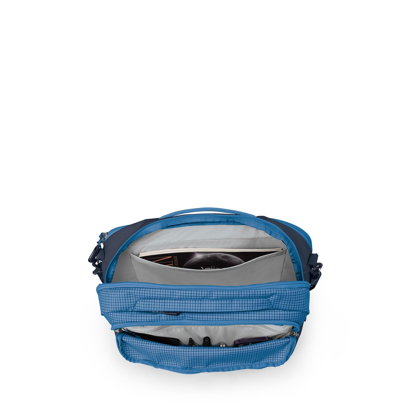 Osprey Transporter Carry-On Boarding Bag 23.5L in Blue Flame / Nocturnal Blue — angle view 3