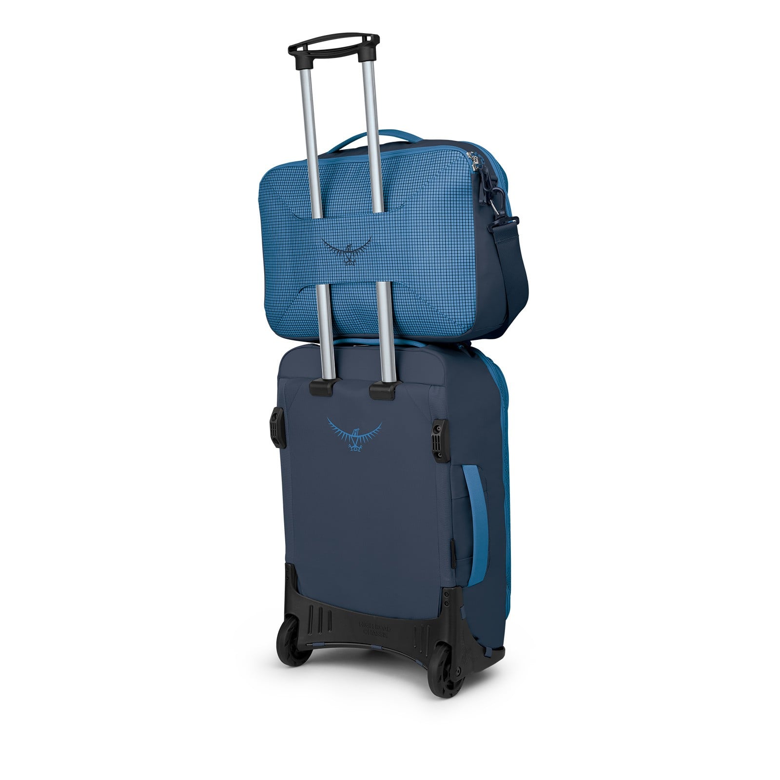 Osprey Transporter Carry-On Boarding Bag 23.5L in Blue Flame / Nocturnal Blue — angle view 5