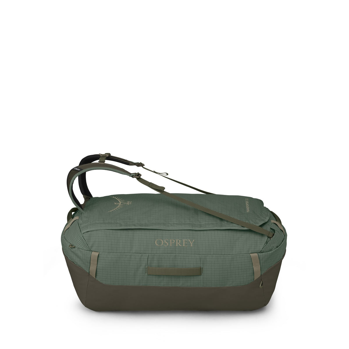 Osprey Transporter 120L Expedition Duffel Bag in Pine Leaf/Earl Grey — angle view 2