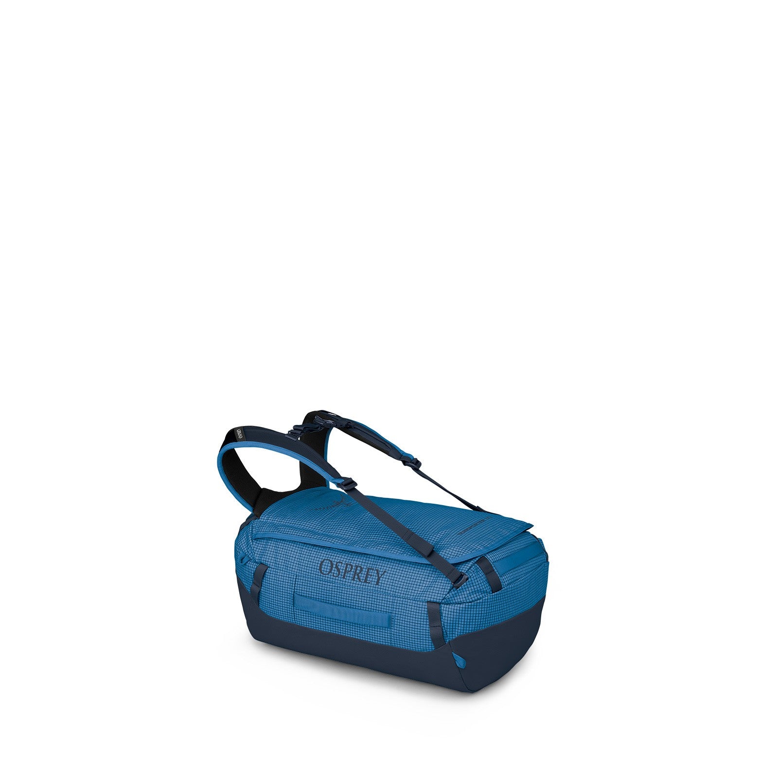 Osprey Transporter Duffel 30L in Blue Flame / Nocturnal Blue — angle view 2