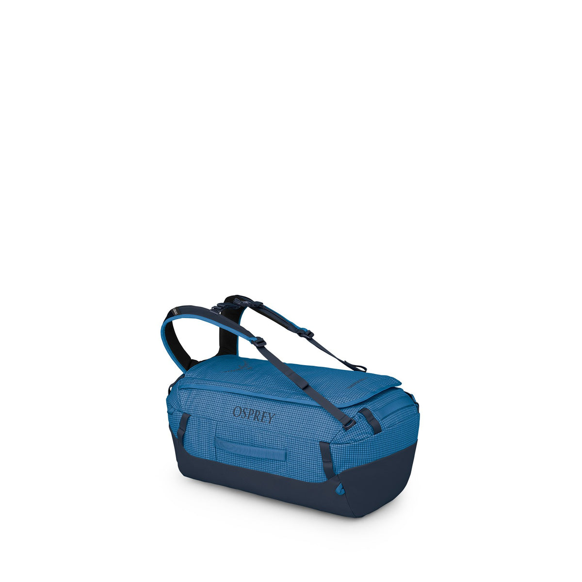 Osprey Transporter 40L Expedition Duffel in Blue Flame / Nocturnal Blue — front view # color_Blue Flame / Nocturnal Blue