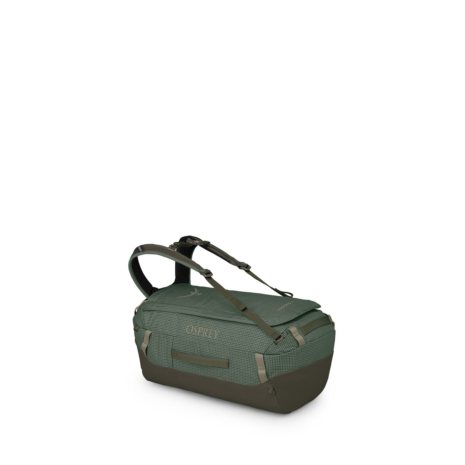 Osprey Transporter 40L Expedition Duffel in Pine Leaf/Earl Grey — front view # color_Pine Leaf/Earl Grey