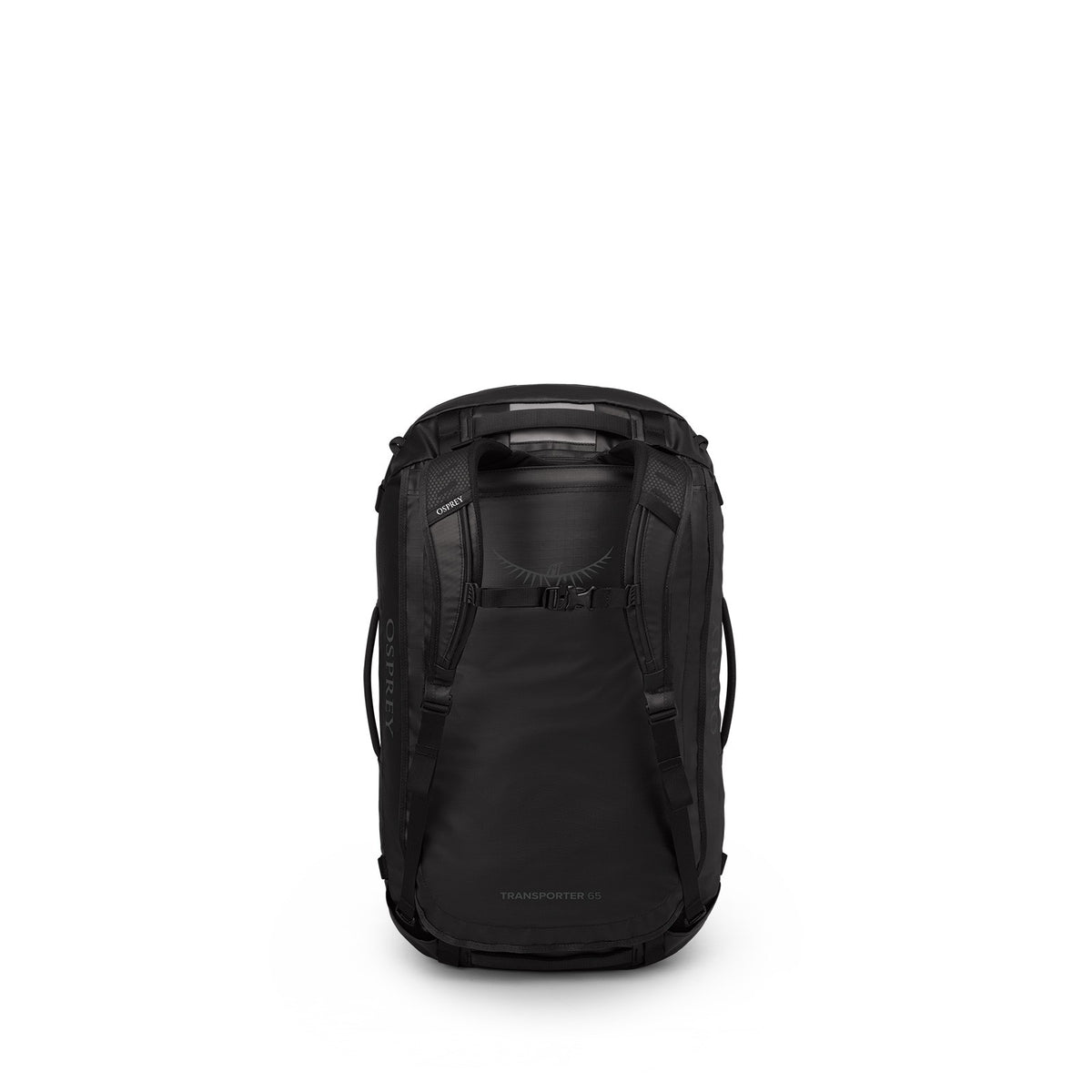 Osprey Transporter 65L Expedition Duffel in Raven Black Black — back view