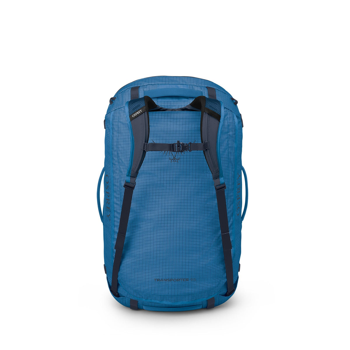 Osprey Transporter 95L Expedition Duffel in Blue Flame / Nocturnal Blue — back view