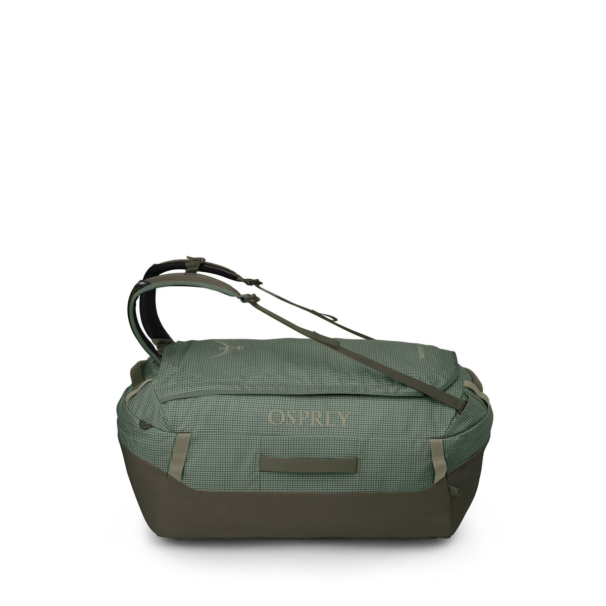 Osprey Transporter 95L Expedition Duffel in Pine Leaf/Earl Grey — angle view 2