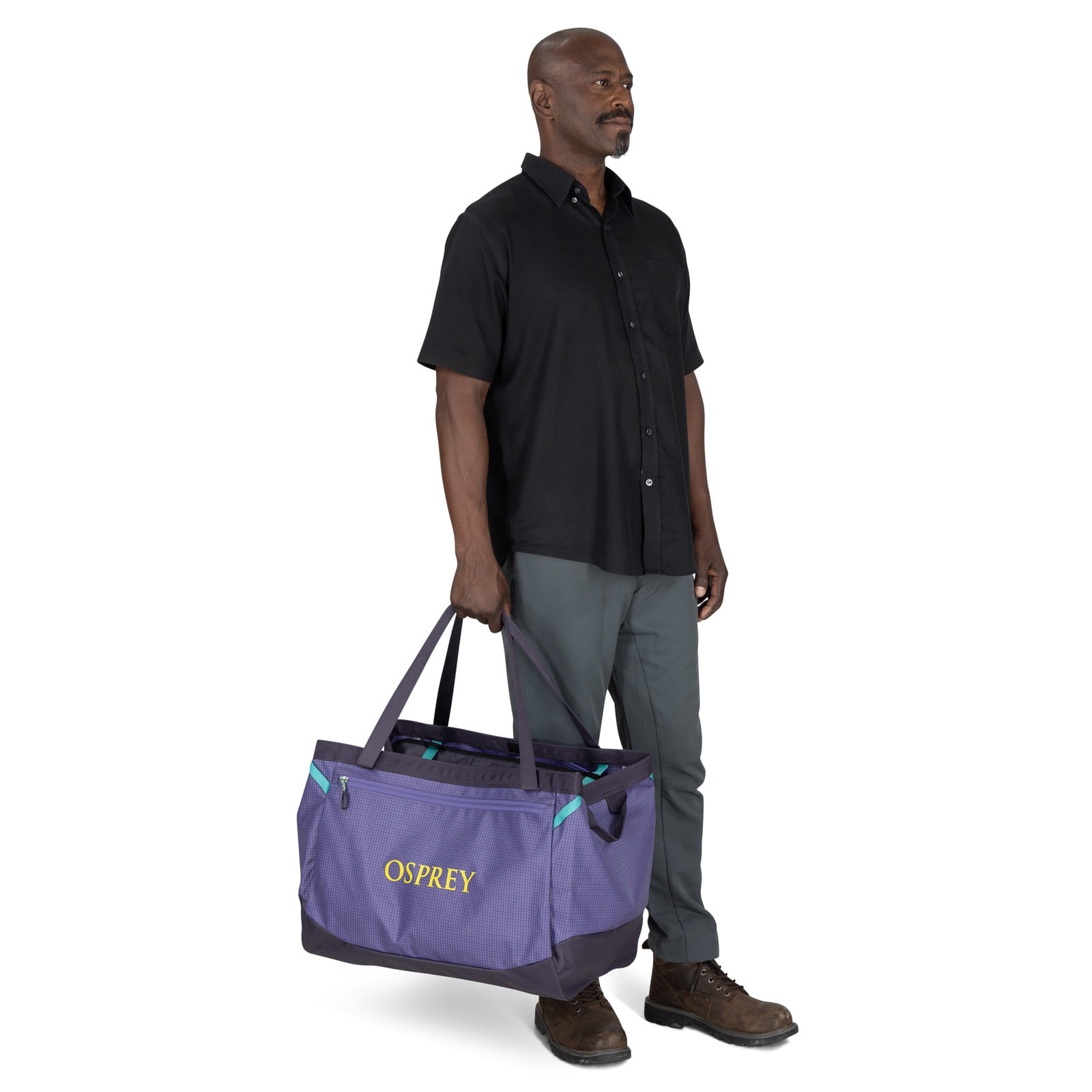 Osprey Transporter Gear Tote 60L in Euphoria Purple/Purple Ink — lifestyle