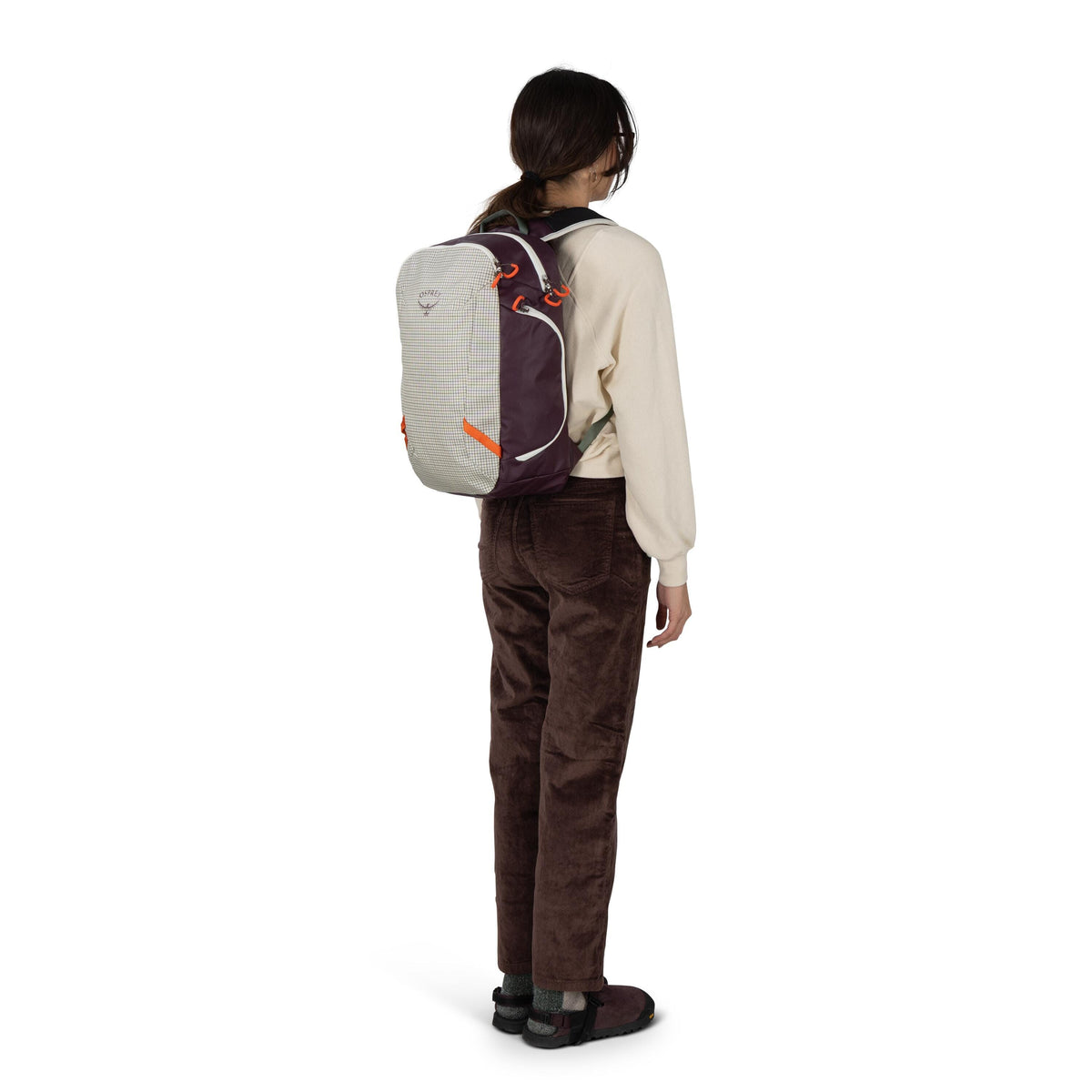 Osprey Transporter Panel Loader Backpack 20L in Mystery White-Moody Burgundy — lifestyle 2