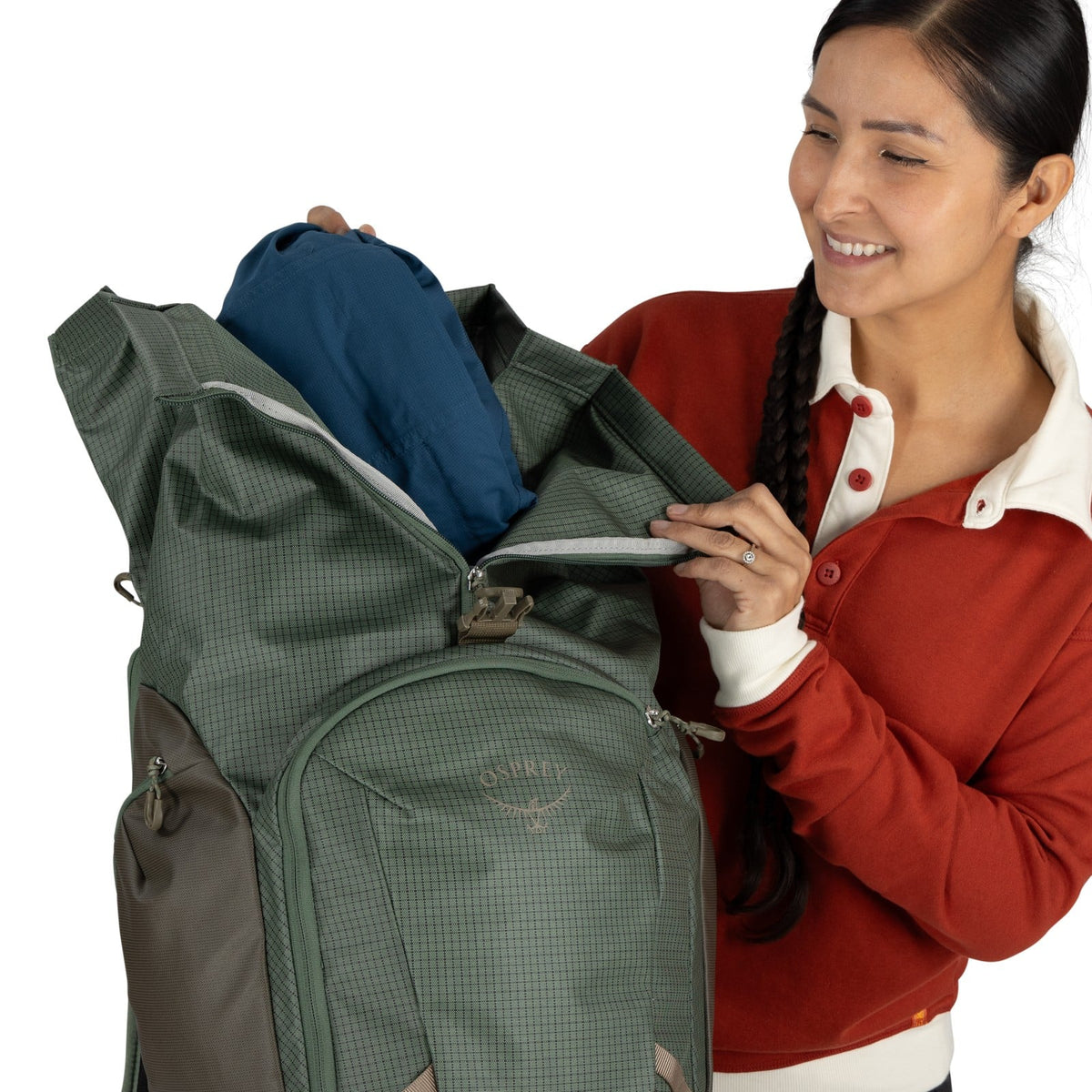 Osprey Transporter Roll Top Pack 25L in Pine Leaf/Earl Grey — detail view 2