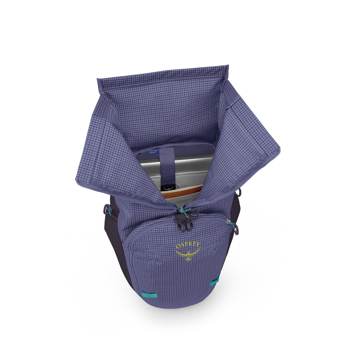 Osprey Transporter Roll Top Pack 25L in Euphoria Purple/Purple Ink — angle view 3