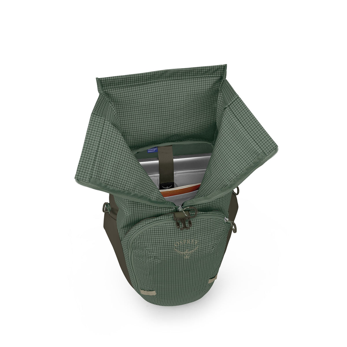 Osprey Transporter Roll Top Pack 25L in Pine Leaf/Earl Grey — angle view 3