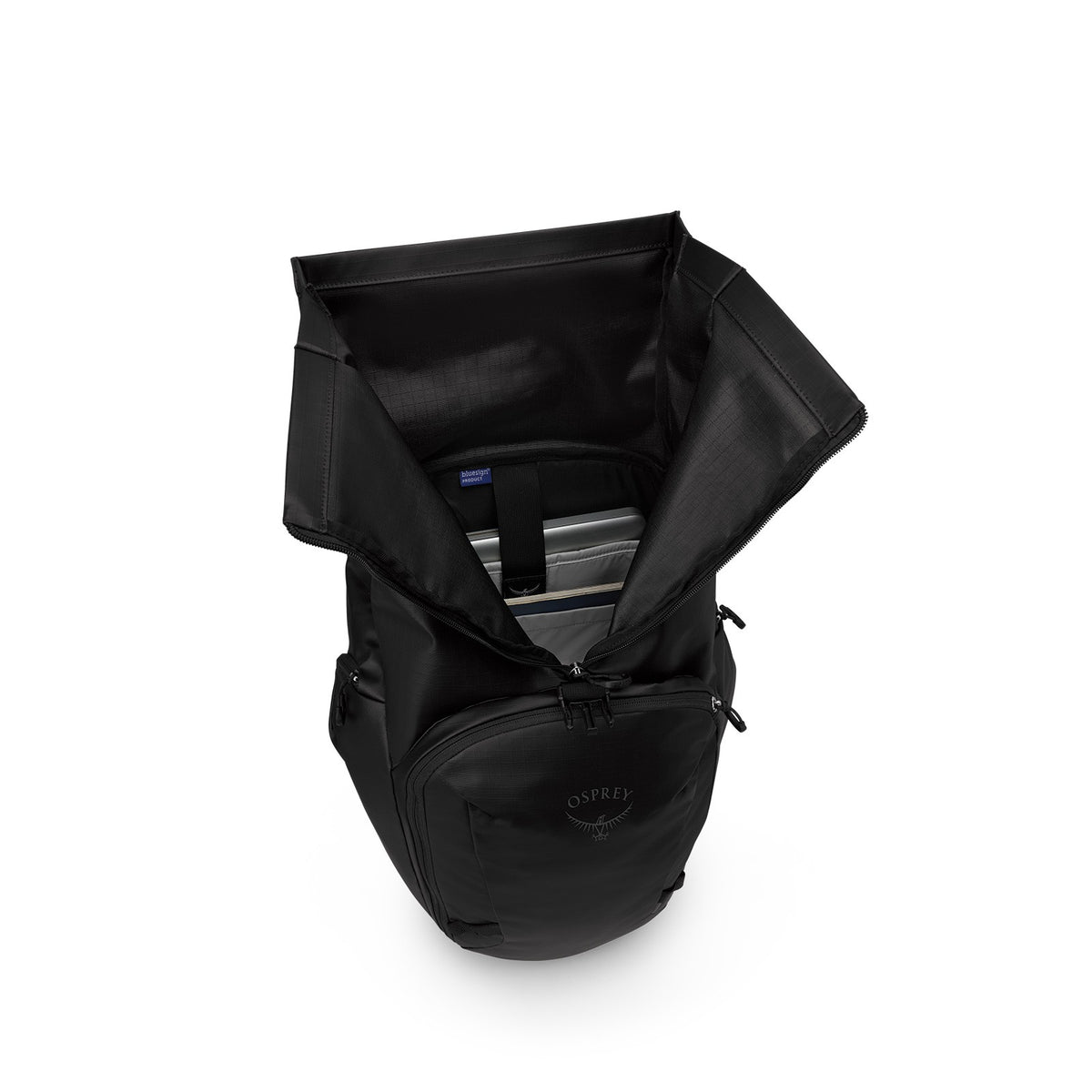 Osprey Transporter Roll Top Pack 25L in Raven Black Black — angle view 3