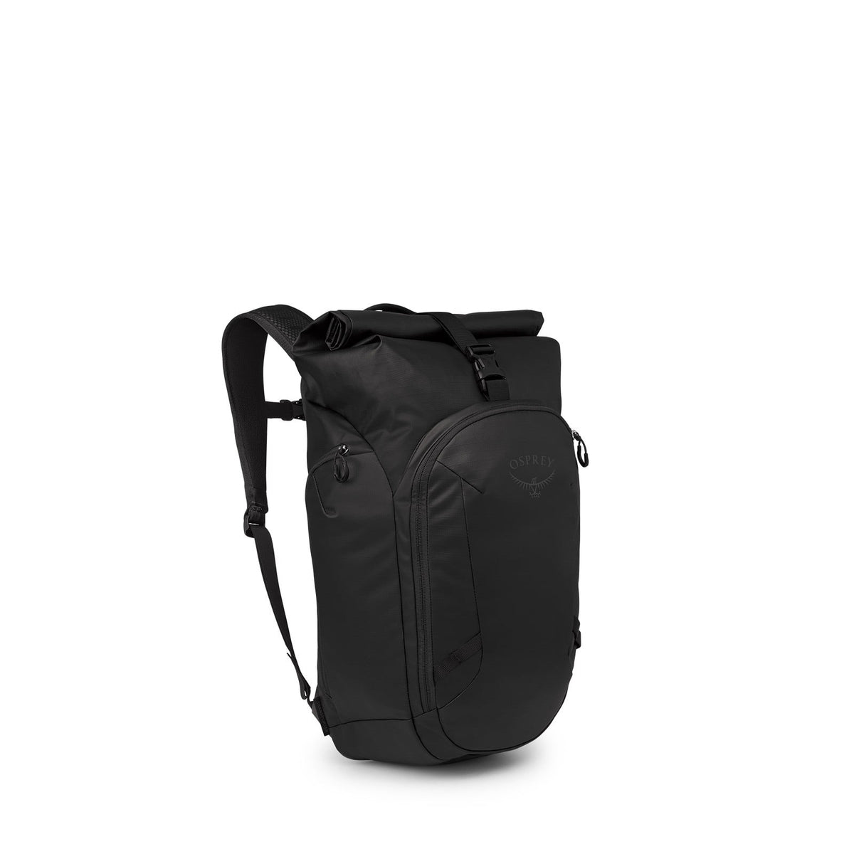 Osprey Transporter Roll Top Pack 25L in Raven Black Black — front view