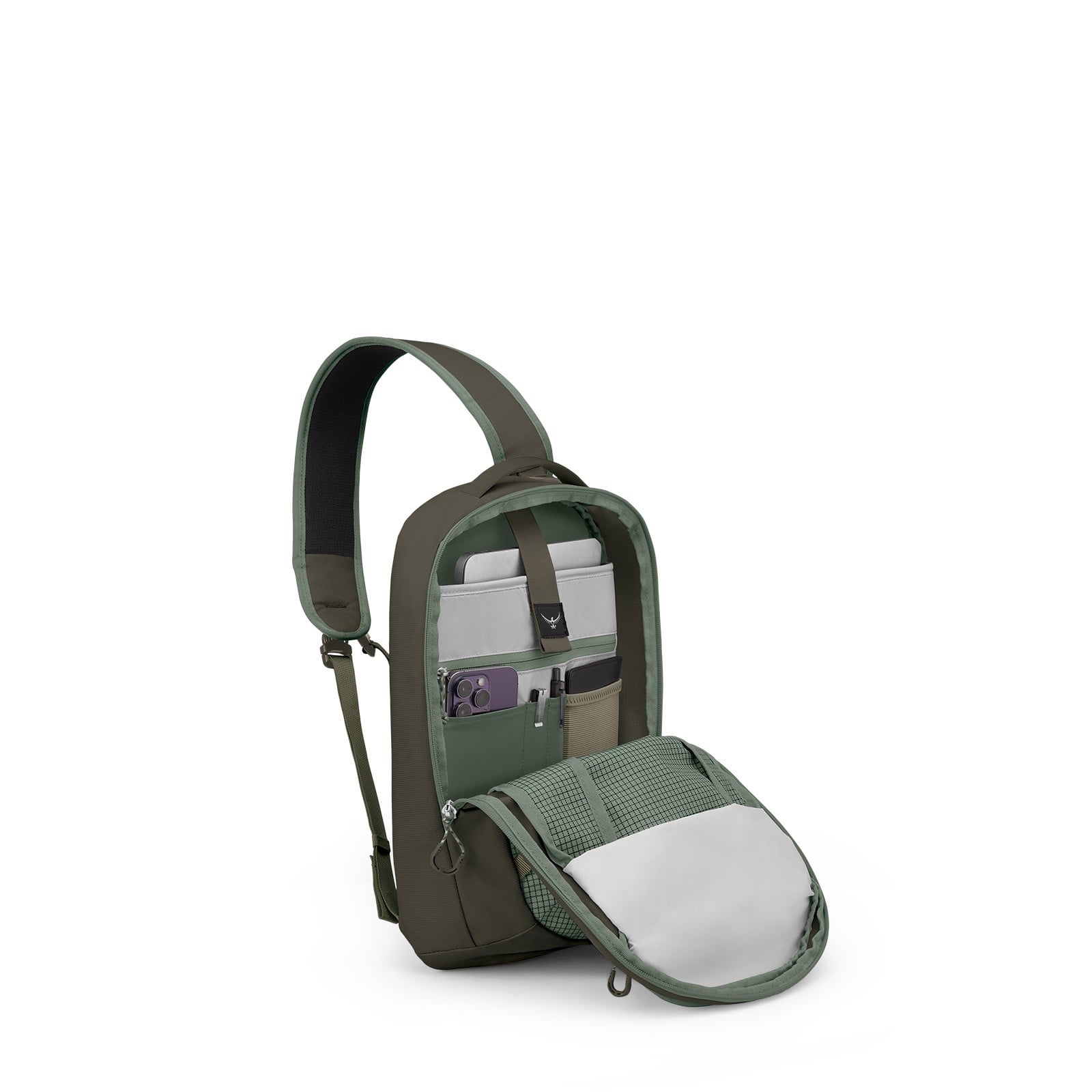 Osprey Transporter Sling 13L in Pine Leaf Green — angle view 3