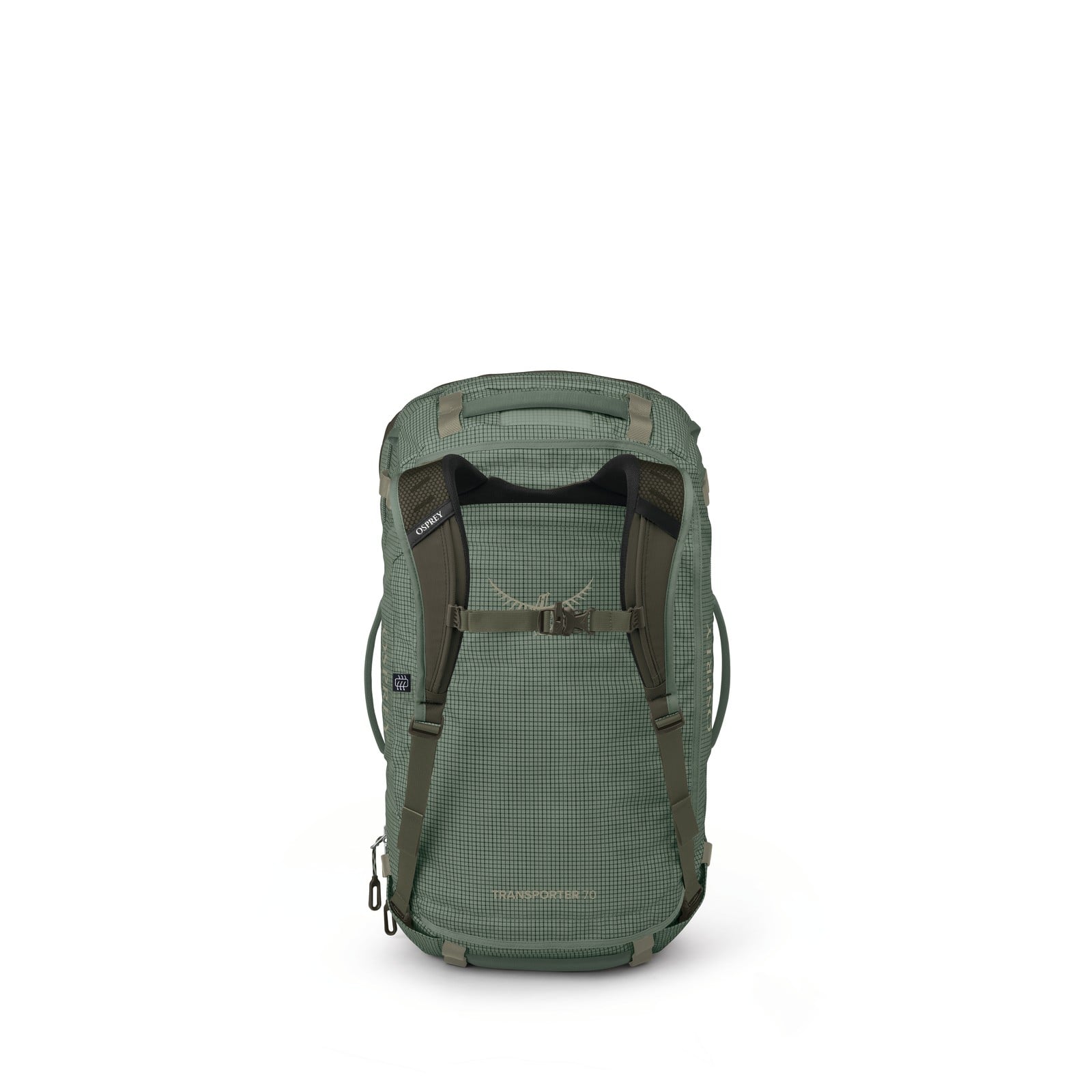 Osprey Transporter Squffel 70L in Pine Leaf Green — back view