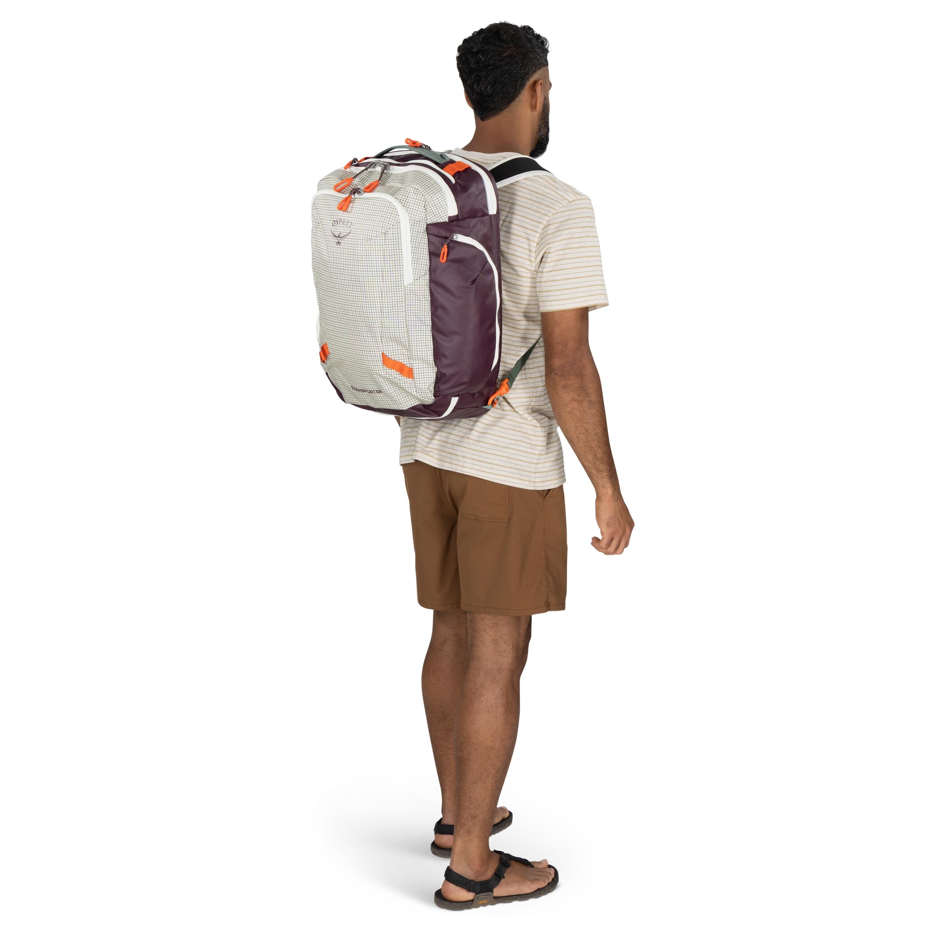 Osprey Transporter Travel Pack 36L in Mystery White-Moody Burgundy — lifestyle 2