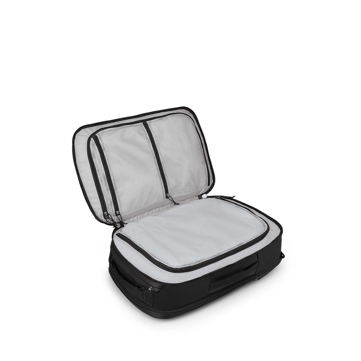 Osprey Transporter Travel Pack 44L in Black — angle view 3