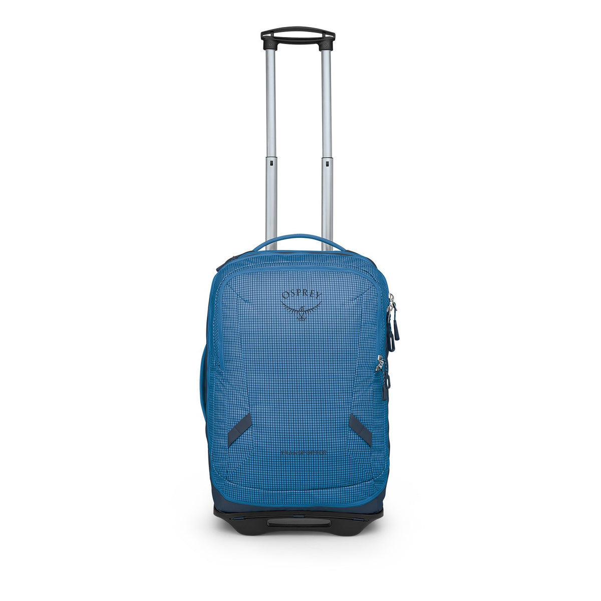 Osprey Transporter Wheeled Duffel 38L-Carry On in Blue Flame / Nocturnal Blue — angle view 2 # color_Blue Flame / Nocturnal Blue