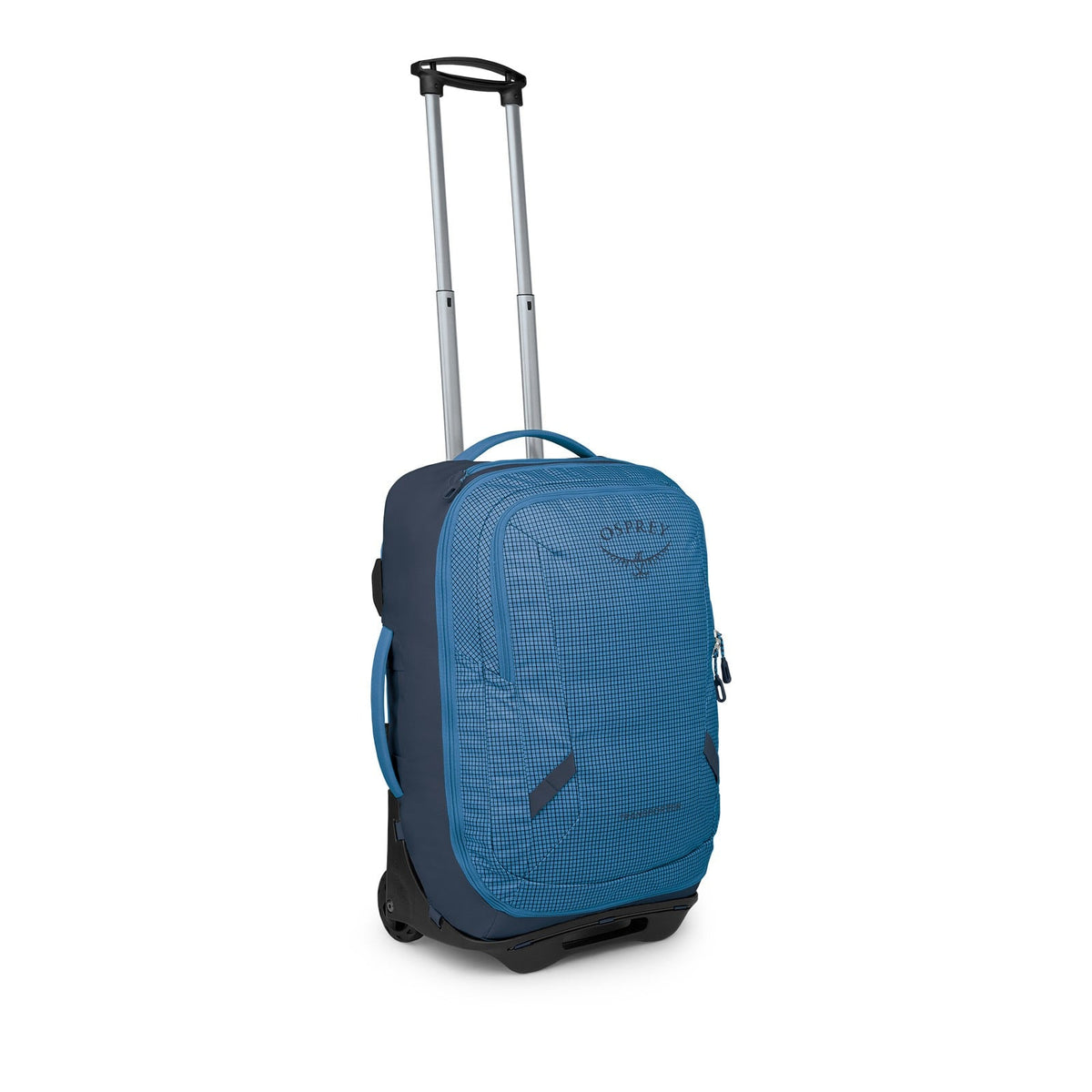 Osprey Transporter Wheeled Duffel 38L-Carry On in Blue Flame / Nocturnal Blue — front view # color_Blue Flame / Nocturnal Blue