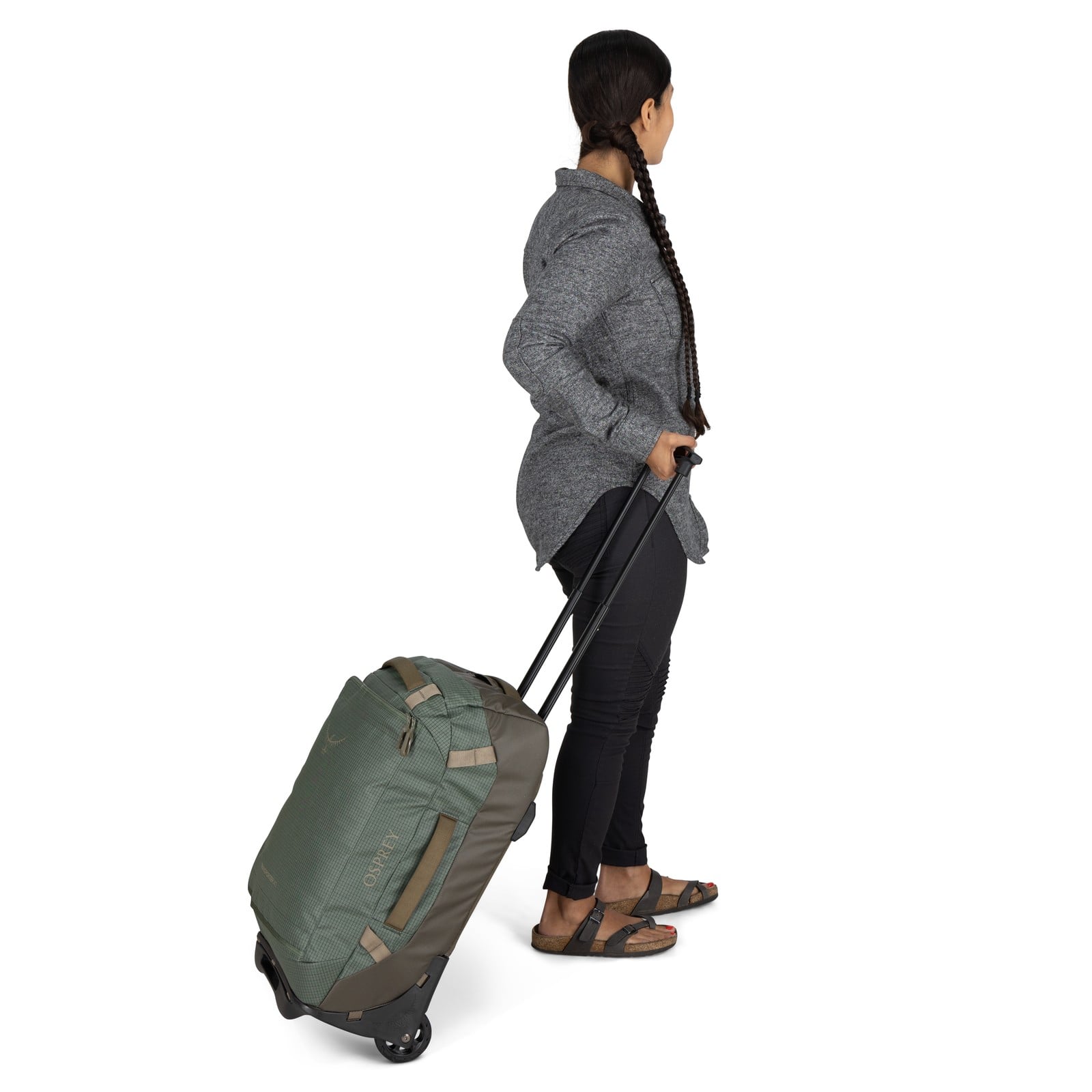 Osprey Transporter Wheeled Duffel 40L in Pine Leaf/Earl Grey — lifestyle 2