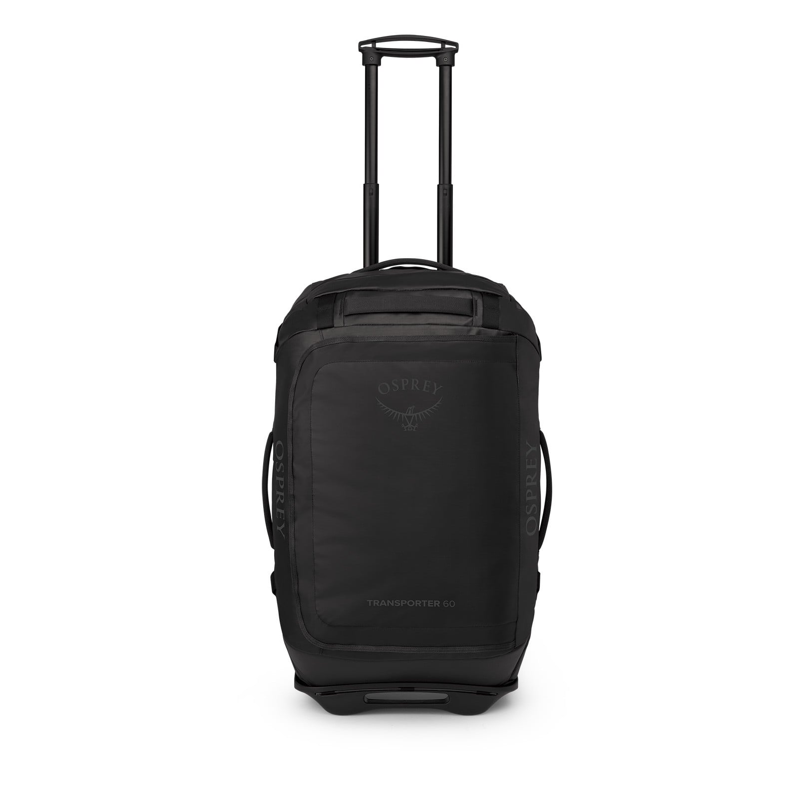 Osprey Transporter Wheeled Duffel 60L in Raven Black/Black — front view