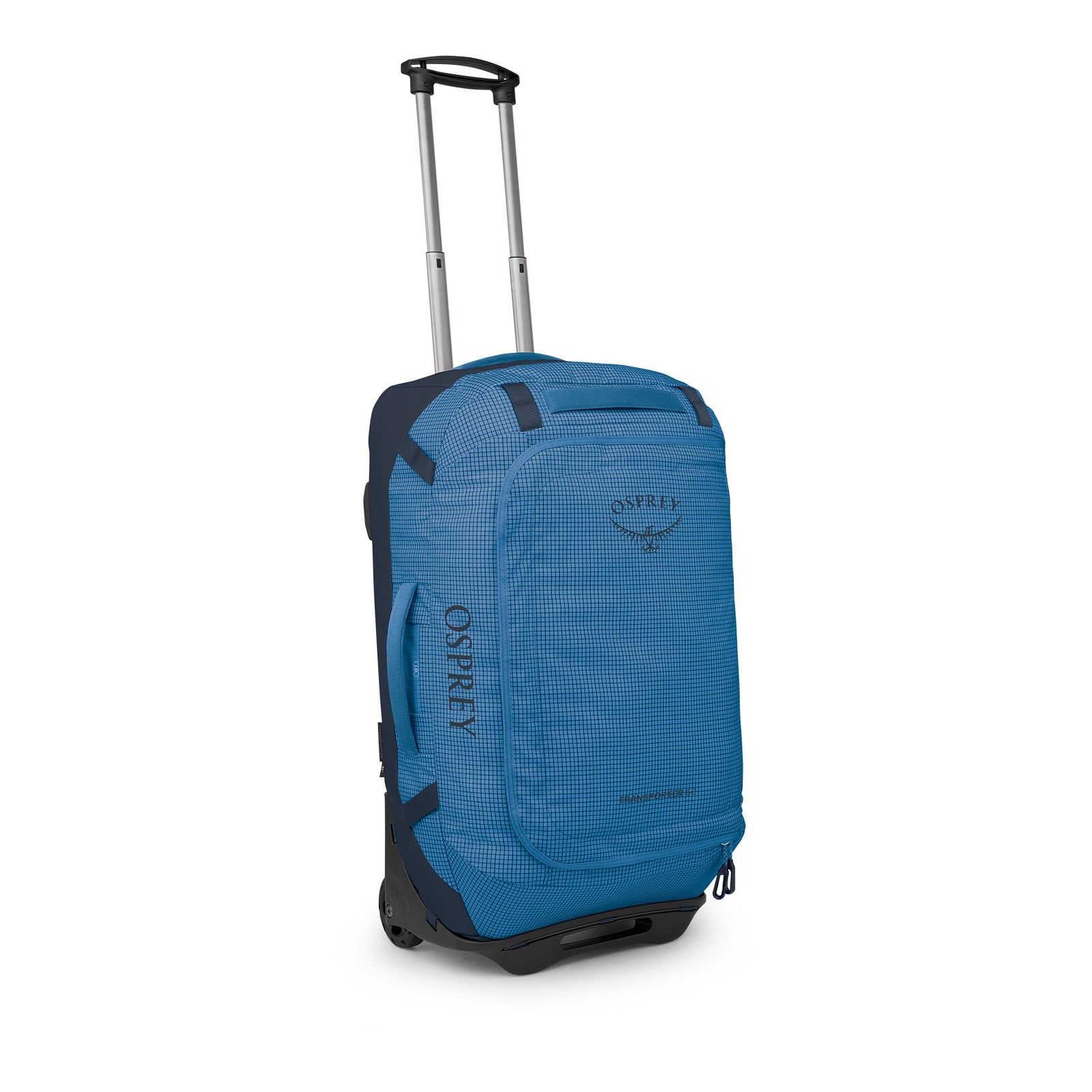 Osprey Transporter Wheeled Duffel 60L in Blue Flame/Nocturnal Blue — angle view 2