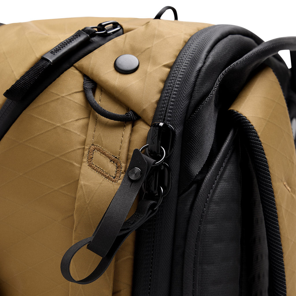 Peak Design Travel Backpack 45L in Coyote — detail view