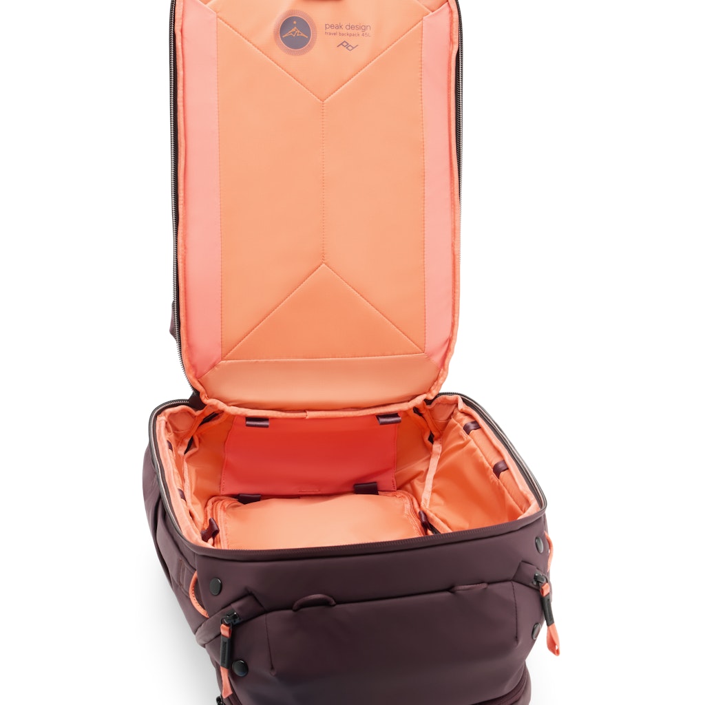 Peak Design Travel Backpack 45L in Eclipse — interior view