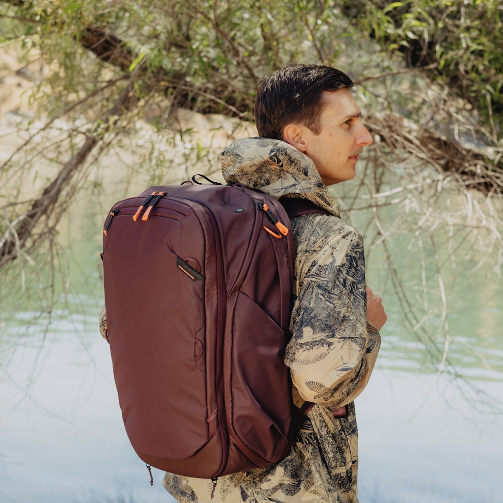 Peak Design Travel Backpack 45L in Eclipse — lifestyle