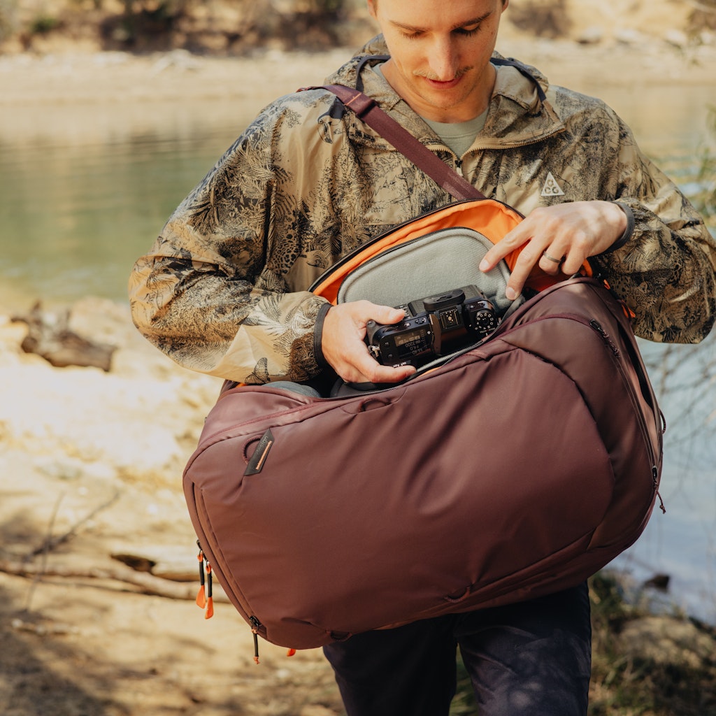 Peak Design Travel Backpack 45L in Eclipse — lifestyle 3