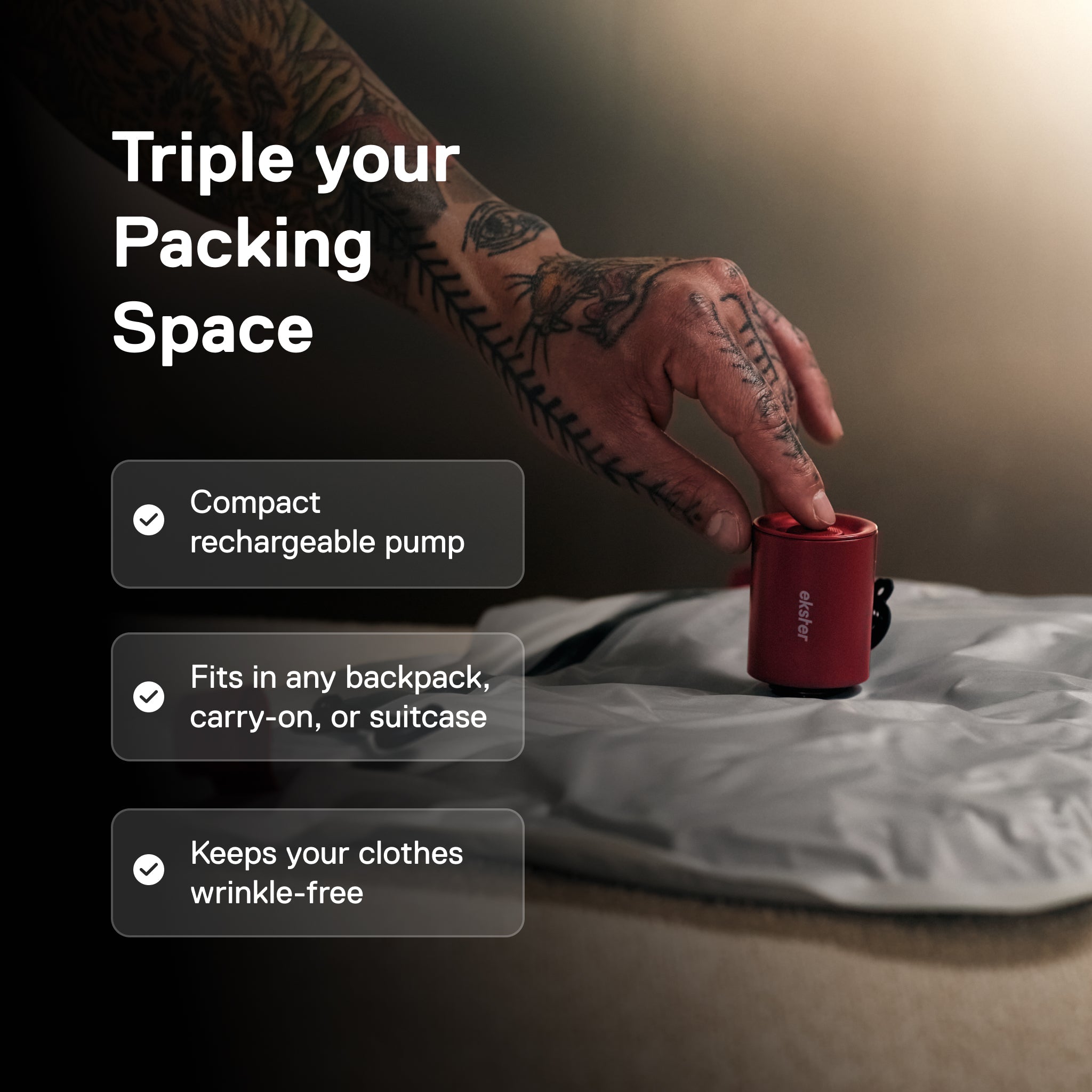 Ekster TravelPack Vacuum Kit - travel ready