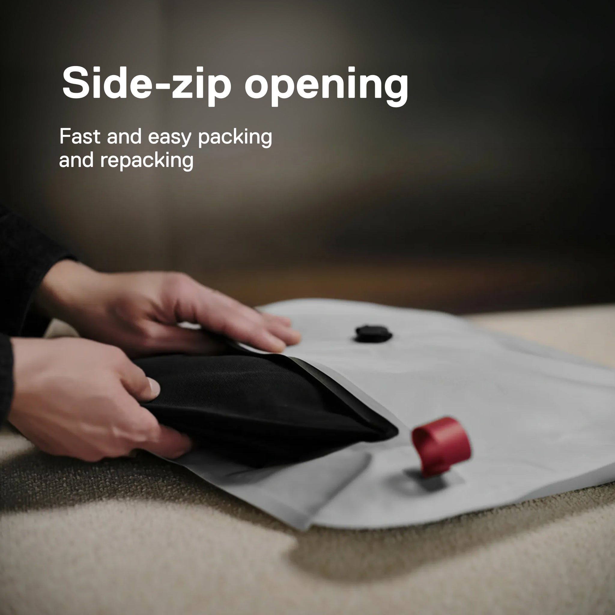 Ekster TravelPack Vacuum Kit - packed in luggage