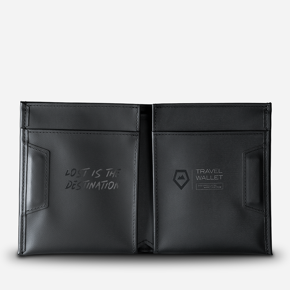 WANDRD Travel Wallet in Black — interior view