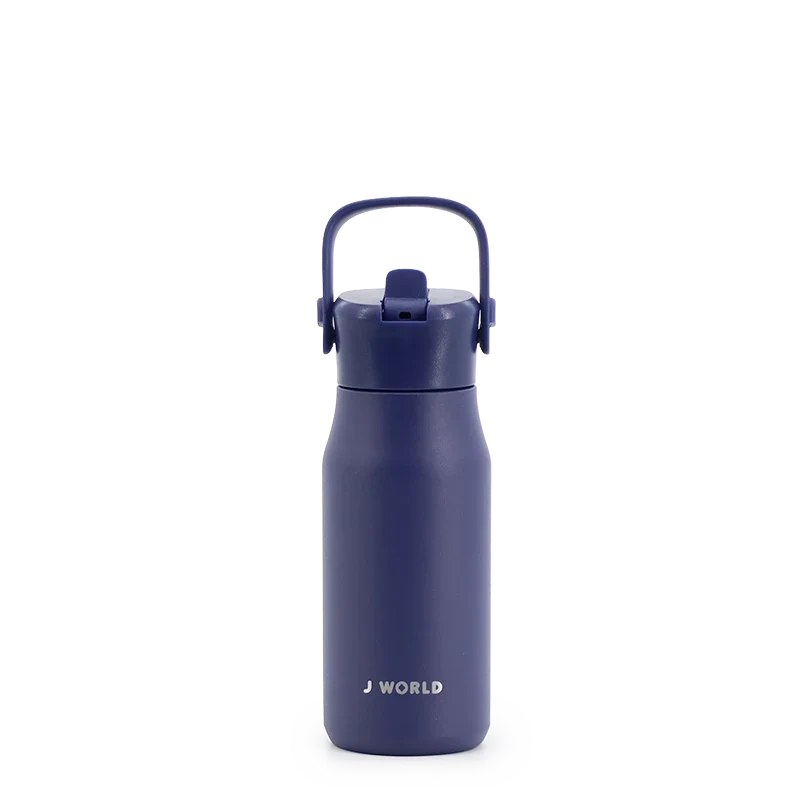 J World Flowee 14oz Insulated Water Bottle in Navy — front view # color_Navy